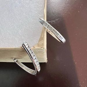14K White gold and real diamond earrings